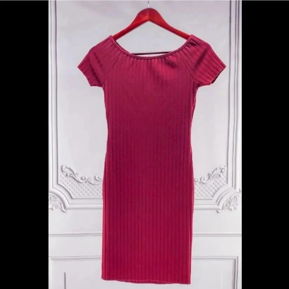 Popular Basics Burgundy Sweater Dress